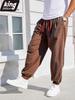 Men's Casual Harem Pants Ankle Cuffed Solid Color Loose Fit Oversize Drawstring Elastic Waist Streetwear Hip Hop Trendy Trousers