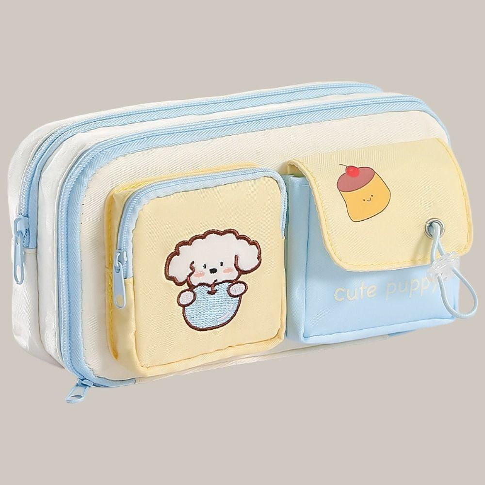 Cosmetics Card Storage Cartoon Pen Pencil Case Cartoon Embroidery Stationery Storage Bag Men Women