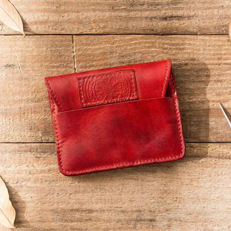 ארנק עור רטרו לגברים ולנשים שכבה ראשונה עור פרה רב-תכליתי אישי קטן תיק כרטיסים עבודת יד עור טהור נשים