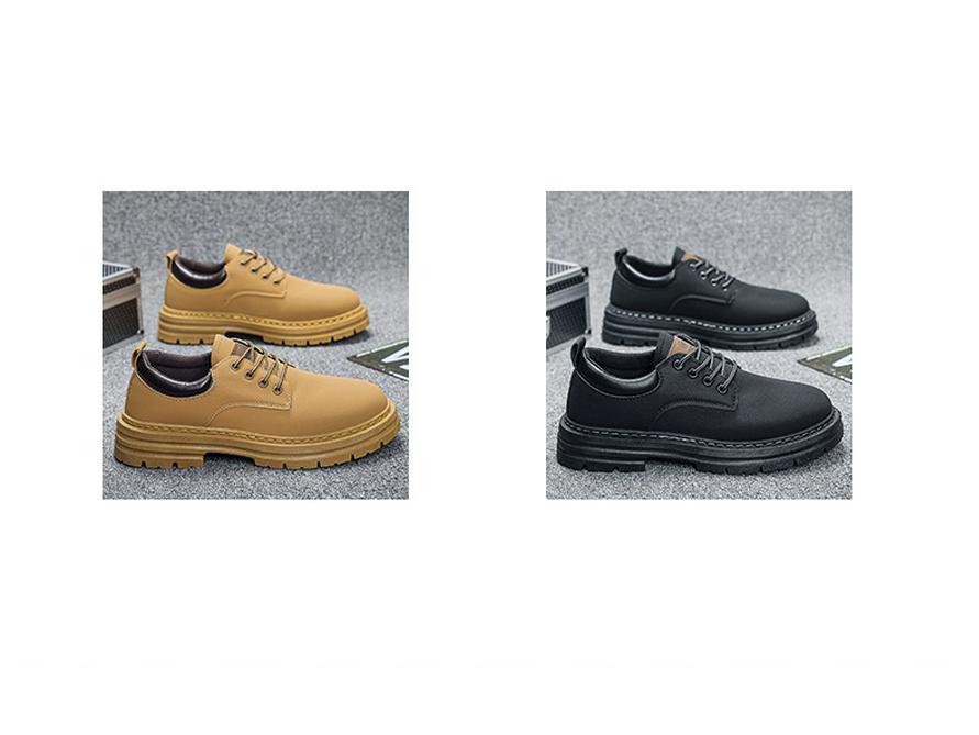 Men's Autumn Martin Ankle Boots - Trendy & Versatile Yellow Thick Sole Work Shoes