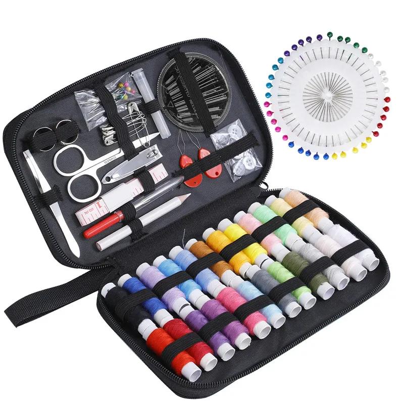 Nähset mit Garnen Nadeln Aufbewahrungstasche Schere Maßband Knöpfe Tragbar Reise DIY Stickerei Handarbeit Nähkasten Set