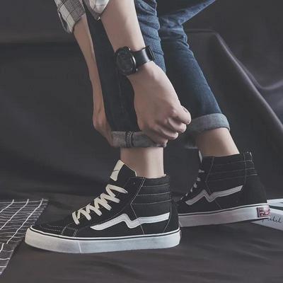 Unisexowe buty płócienne typu high-top - Koreański styl wiosenne casualowe sneakersy WDSW-90023