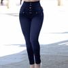 New Womens High Waist Jeans Stretch Pencil Denim Pants Solid Color Slim Skinny Jeans