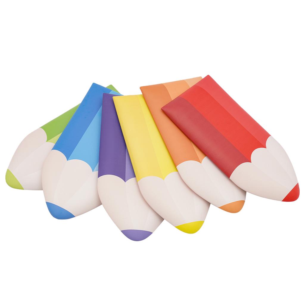 6Pcs 3D Pencil Wall Padding for Kids Room Nursery Soft PU Leather Anti Collision Sticker Self Adhesive Mat