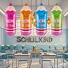 4/8/12PCS Cartoon Pencil-shaped Aluminum Foil Balloons - The School Is So Cool, Campus Decoration for The Back-to-school Season