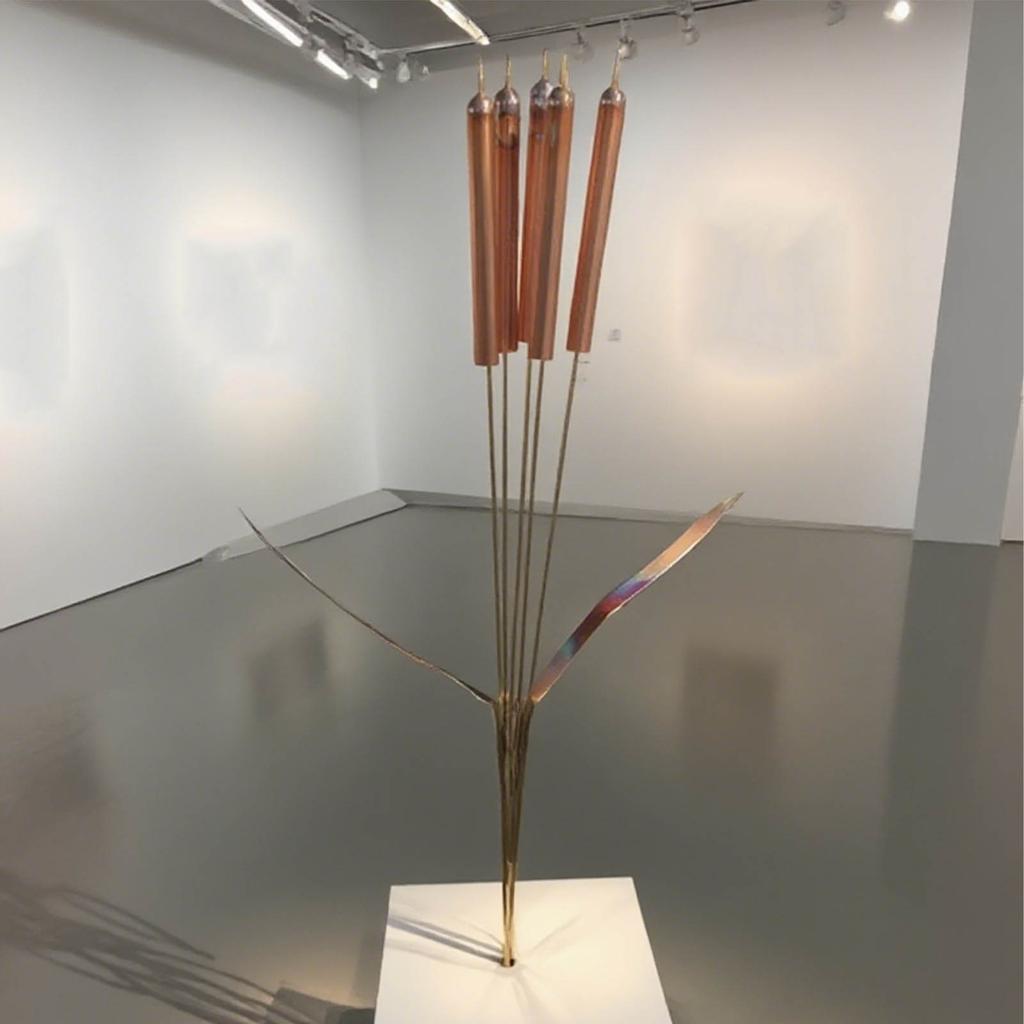 Copper Cattail Wind Chime Metal Simulation Garden Decoration Crafts