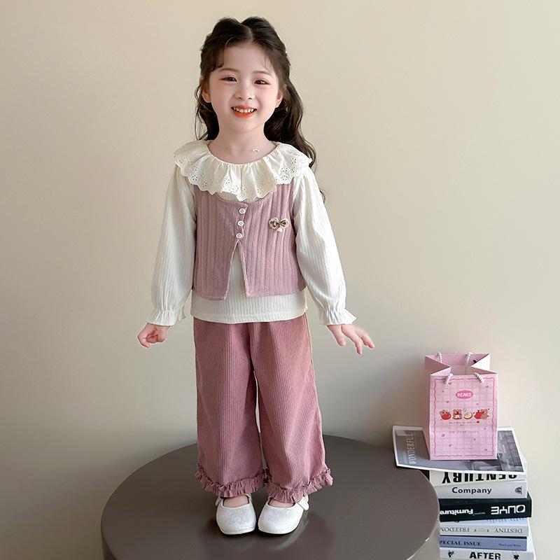 

Комплект-тройка из вельвета для девочек, осень 2025 90 cm