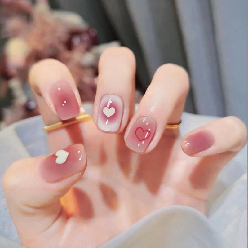 Nail Wear Art Sticker Fashion Simple Short Heart Removable Nail Style Patch