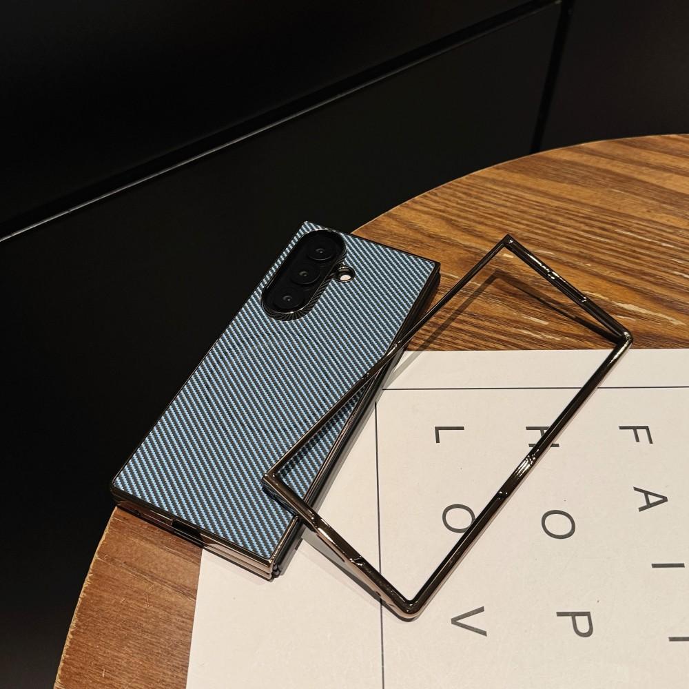 For Samsung Galaxy Z Fold 7 Case Hard Plating Carbon Fiber Magnetic Wireless Charging Protective Back Cover For Z Fold7 Shell