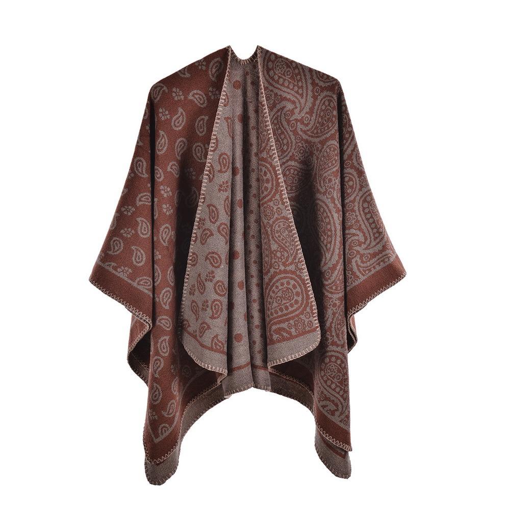 Szal Kobieta Imitacja Kaszmiru Zimowy Dwustronny Nadruk Poncho Kocyk Wrap Capa Para Mujer Femme Szale Pashima Echarpe