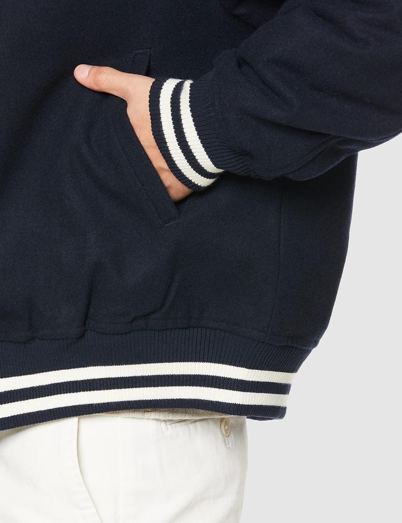 Indian Melton Stadium Jacket with Initials In Dark Navy