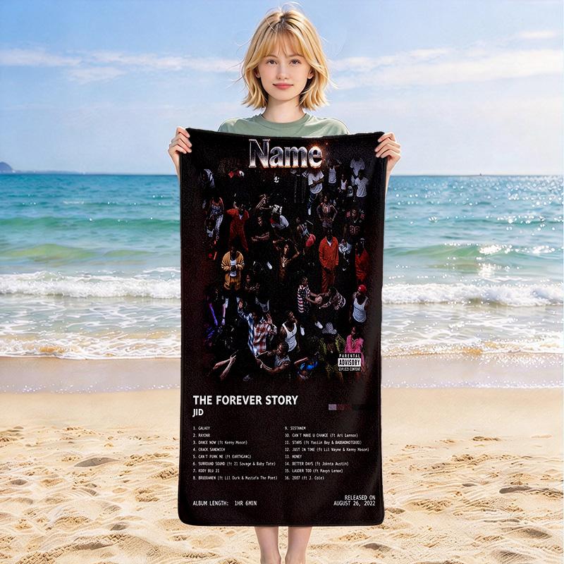 Custom Name Forever Story Stylish Digital Printing Beach Towel Quick‑Drying Absorbent Blanket for Beach Pool Gym Travel