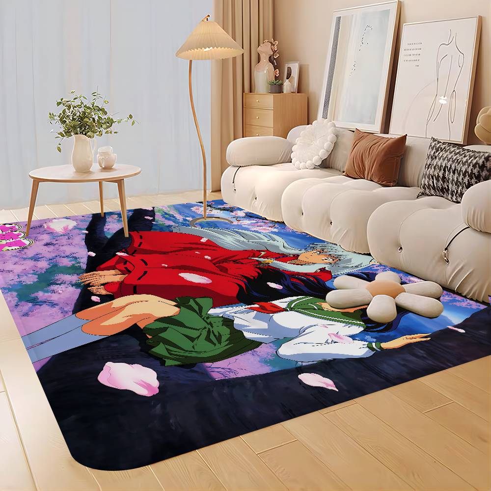 Japanese Anime Inuyasha Hallway Carpet Washable Non-Slip Living Room Sofa Chairs Area Mat Kitchen Doormat Area Rug