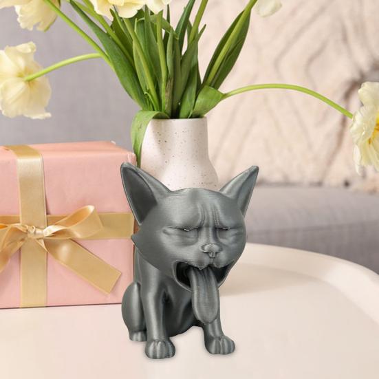3D Printed Vomit Cat Figurine Plastic Kitten Statue Animal Sculpture