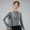 Haut de Pilates Manches Longues Coupe Ajustée pour Femme, Séchage Rapide, Respirant, Haute Élasticité, Idéal pour la Course à Pied et le Fitness