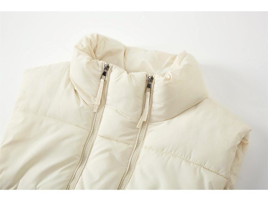 2025 Korean Unisex Casual Warm Stand Collar Short Loose Vest Jacket for Autumn/Winter