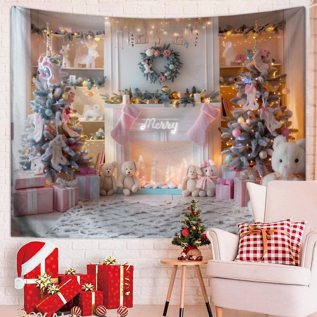 Winter Morning Reindeer Christmas Tree Wall Hanging Tapestry Christmas Wall Hanging Tree Wall Hanging Gorgeous Christmas Tree Fireplace Gifts