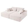 210 cm Übergroße Doppelliege, Ecksofa aus Cordstoff, Gemütliches tiefsitzendes Zweisitzer-Sofa mit weichen Kissen und Zierkissen für Wohnzimmer