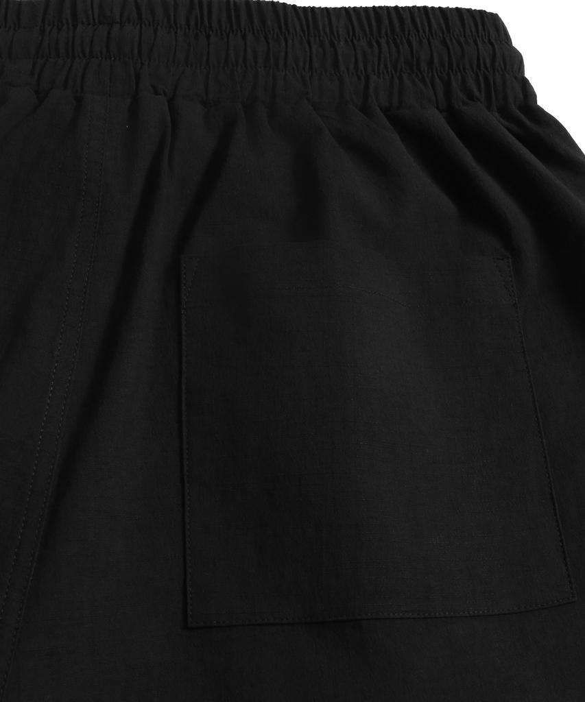 NODU Cargo Tuck Drawstring Wide-Leg Pants [Black]