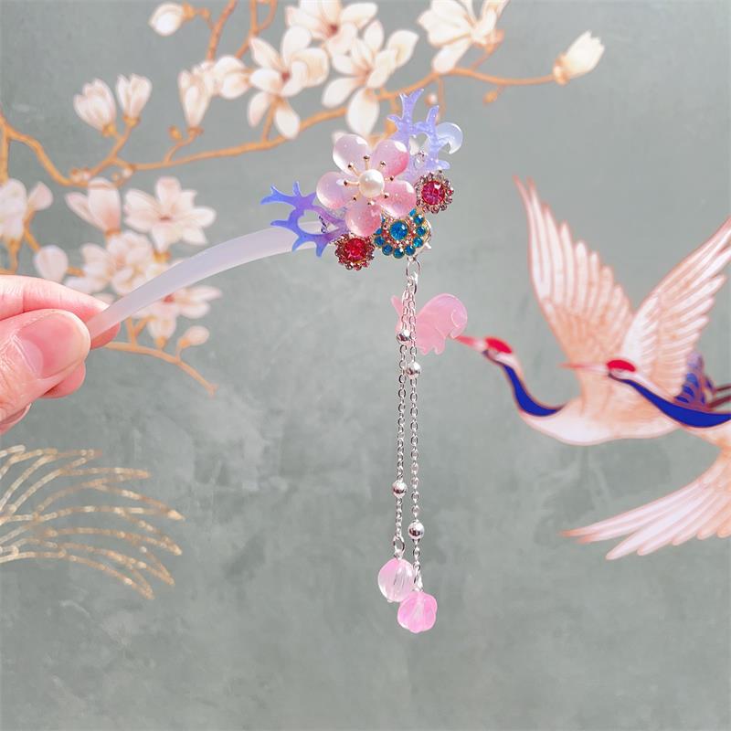 Children's New Style Hanfu Hairpin Step Shake Fringe Princess Hairpin Hair Adornment Girl's Ancient Costume Headwear