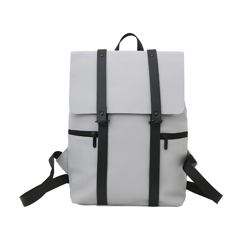 

Hong Kong Style Fashion Simple Solid Color Backpack Mori Leisure Function Student Backpack Male Campus PU Large Capacity School Bag 29*10*40