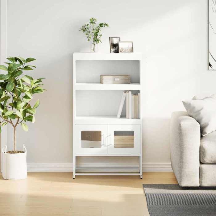 VidaXL Buffet haut blanc 68x39x123 cm acier, armoire, armoire de rangement, buffet haut, armoire latérale, armoire haute, 853373