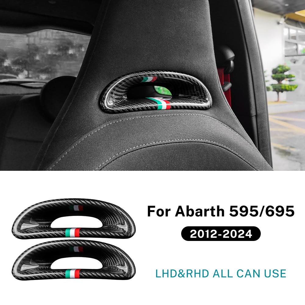Real Hard Tricolor Carbon Fiber Sticker For Abarth 595/695 2012-2025 Car Sport Seat Back Trim Frame Interior Trim 4PCS/2PCS