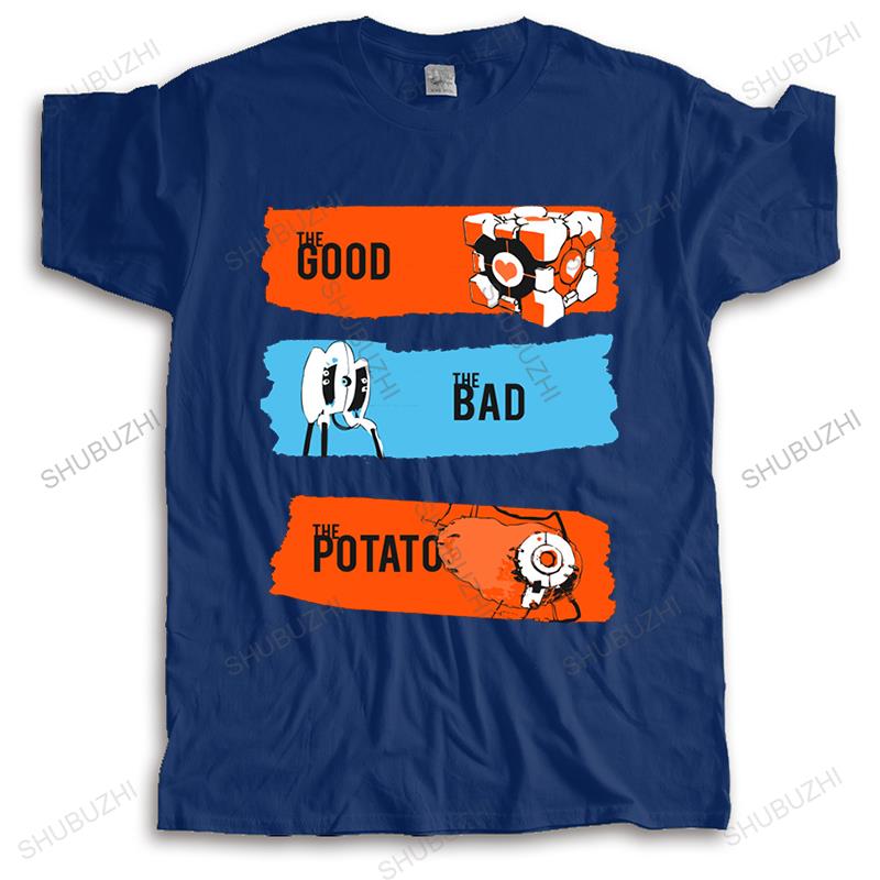 T-shirt men O-neck THE GOOD THE BAD THE POTATO T SHIRT Men Game Portal 2 T-shirt Women Short Sleeve Letter Striped Tees Clothes