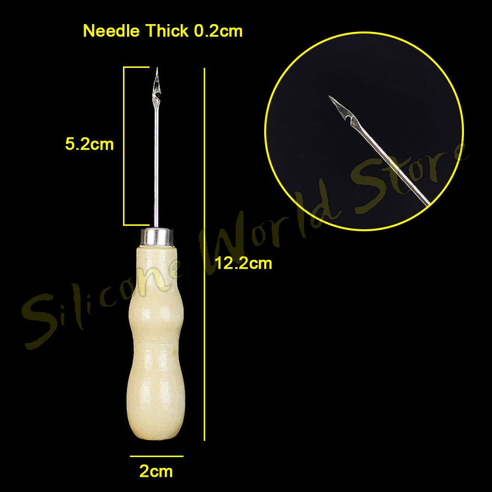 SW Handmade Crochet Leather Punch Tool Awl Cone Straight Head Elbow Center Hole DIY Sewing Parts Shoe Repair Candle Making Tools