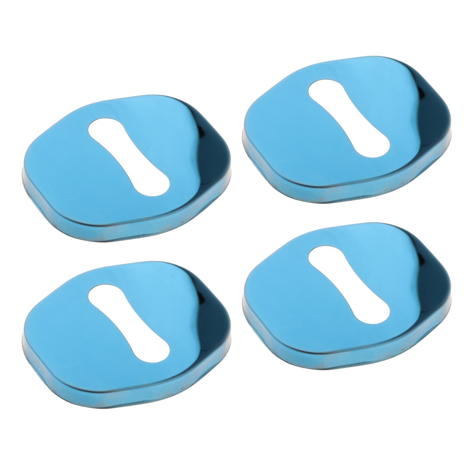

4 Pieces Stainless Steel Car Door Lock Buckle Protector Cover Trim Accessory Protection Metal Interior for Vehicles синій