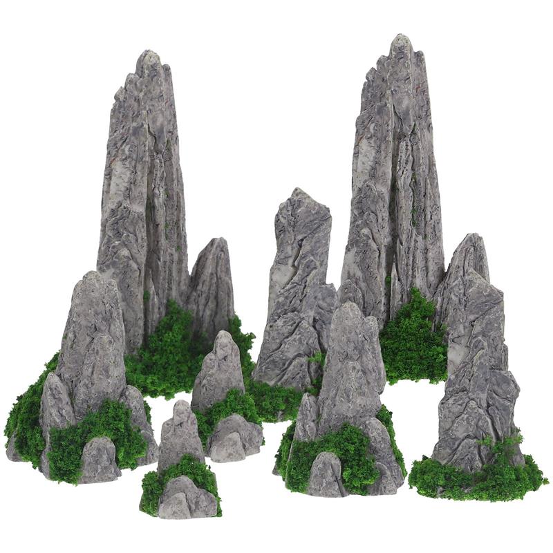 8pcs Decor Rockery Mountain Statue Figurine Resin Rockery Desktop Decor Rockery Ornament for DIY Landscape 7.7X4.5X3CM
