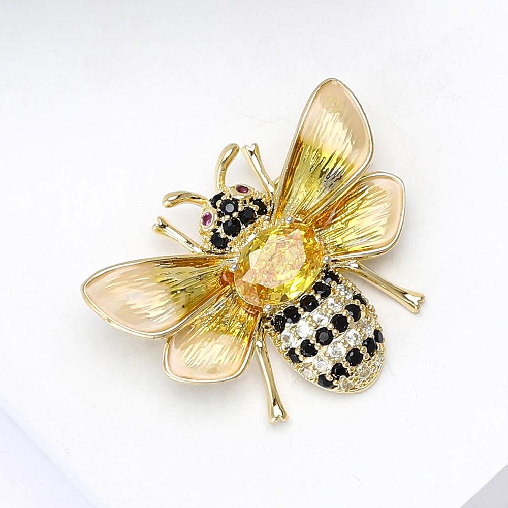 Crystal Honeybee Brooch Pin Rhinestone Bee Brooches Gold Tone Jewelry Gift Party