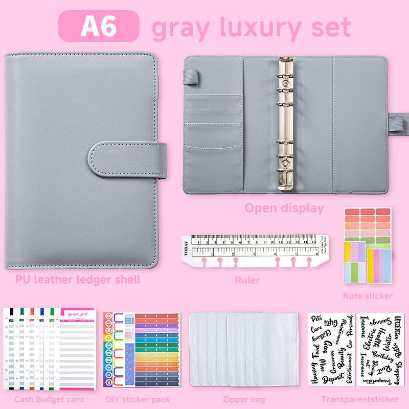 A6 Zipper Pouch Notebook: PU Leather Macaron Loose-Leaf Journal