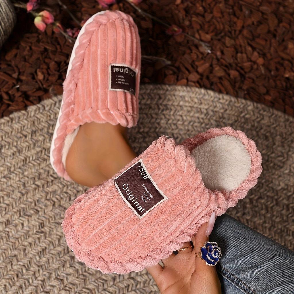 Winter Home New Cotton Slippers, Cross-border Leisure and Comfortable Furniture, Cotton Shoes with Added Velvet On One Foot, Cotton Slippers