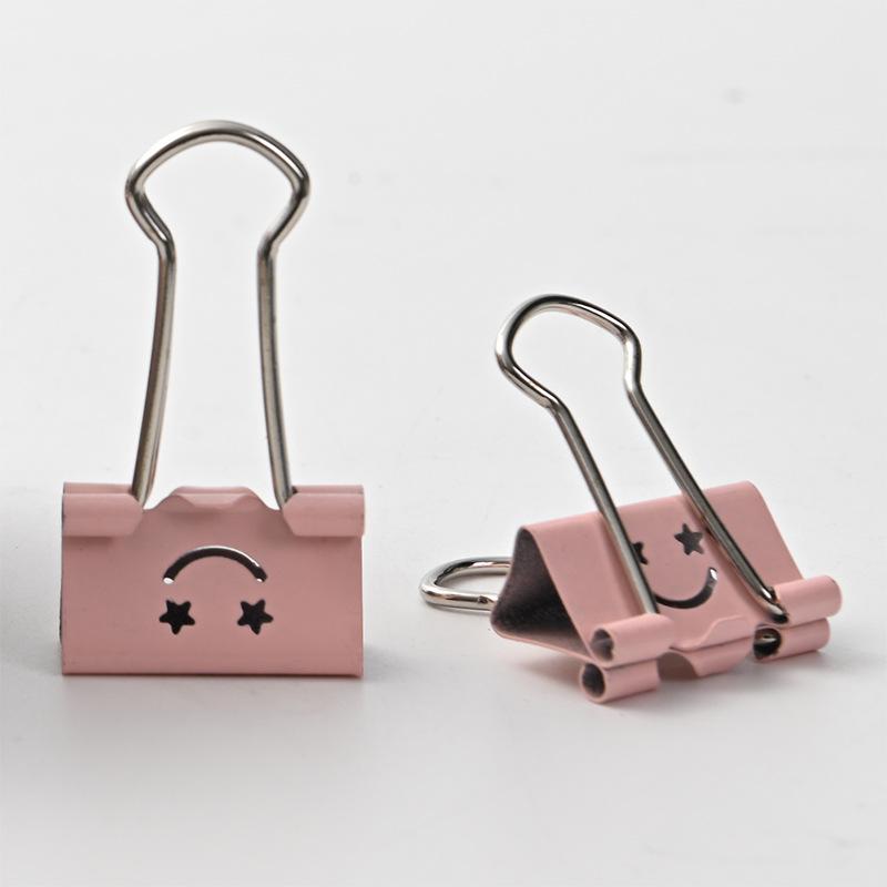 20pcs/pack Smiley Long Tail Clip, 19mm Cute and Creative Macaron Colored Metal Hollow Ticket Clip