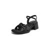 New summer thick heel beach sandals round head large size shoes medium heel rear empty thick sole non-slip comfortable square heel sandals women