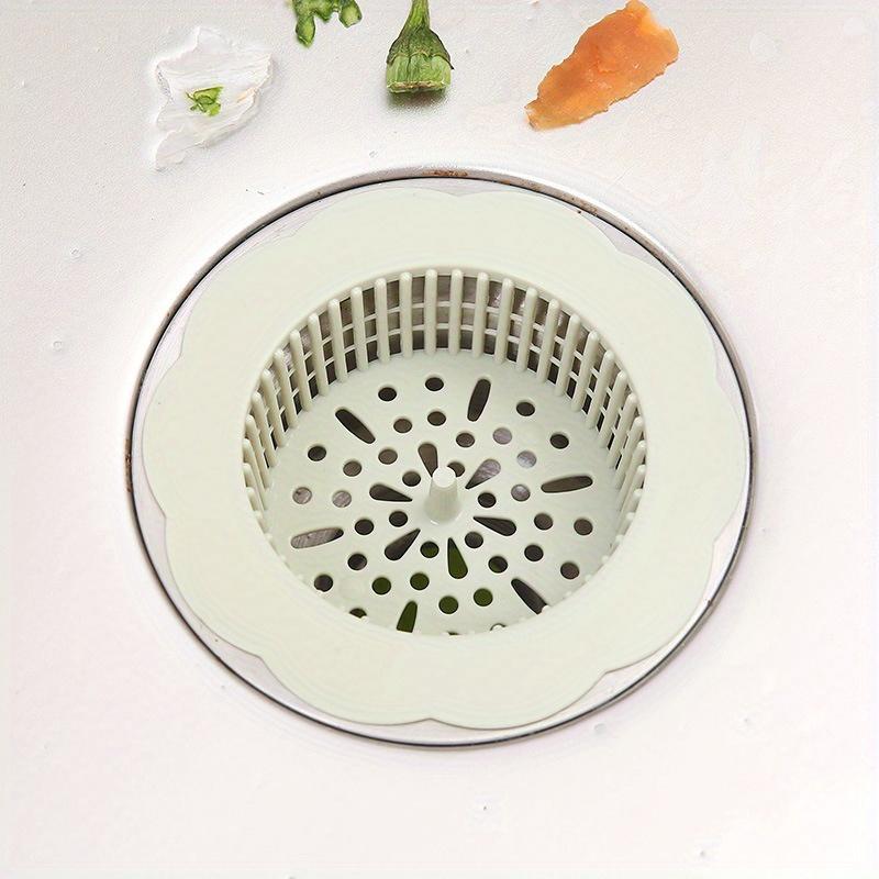 

Flower Shape Plastic Water Channel Filter: Kitchen and Bathroom Drain Strainer with Anti-Blocking Hair Filter Net зелений
