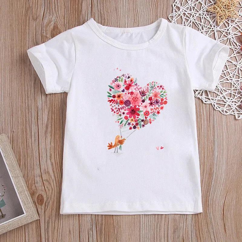 Kawaii Heart Balloon Cartoon Printed Summer Children's Fashion Cute Polyester Comfortable Top
