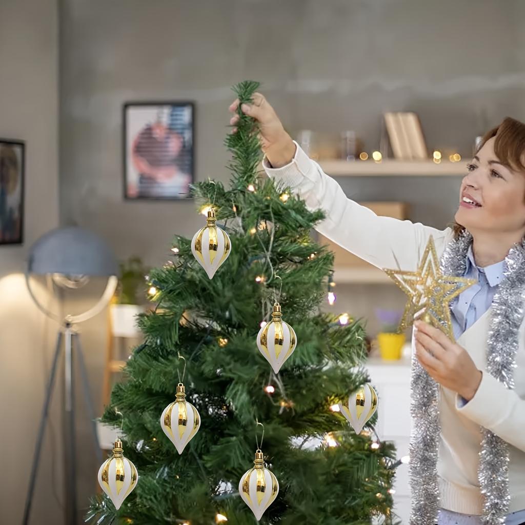 6pcs Holiday Christmas Tree Decorations Durable Plastic, Suitable for Various Scenes Home, Wedding,Party Indoor/Outdoor Featherless Ornament Set