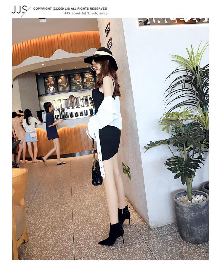 Evropská a americká retro móda Sexy noční klub Semišové šněrovací boty na vysokém podpatku se špičatou špičkou