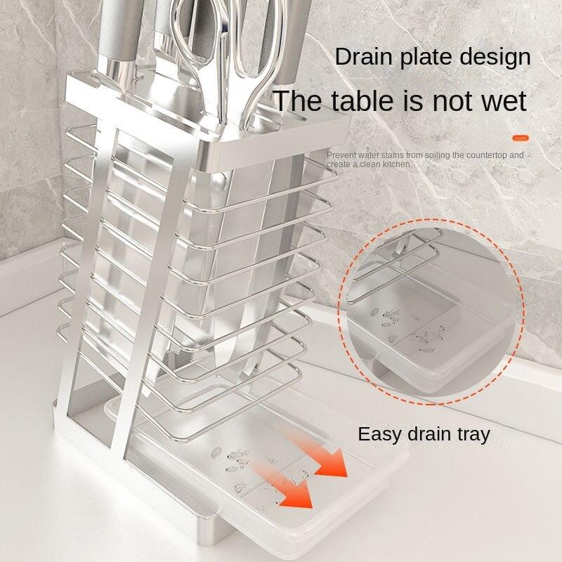 Držák bloku nožů Zásuvka na příbory z nerezové oceli Organizér Zásuvka na nože Stojan na nože Stojan na náčiní Univerzální Organizér na nože Skladování v kuchyni