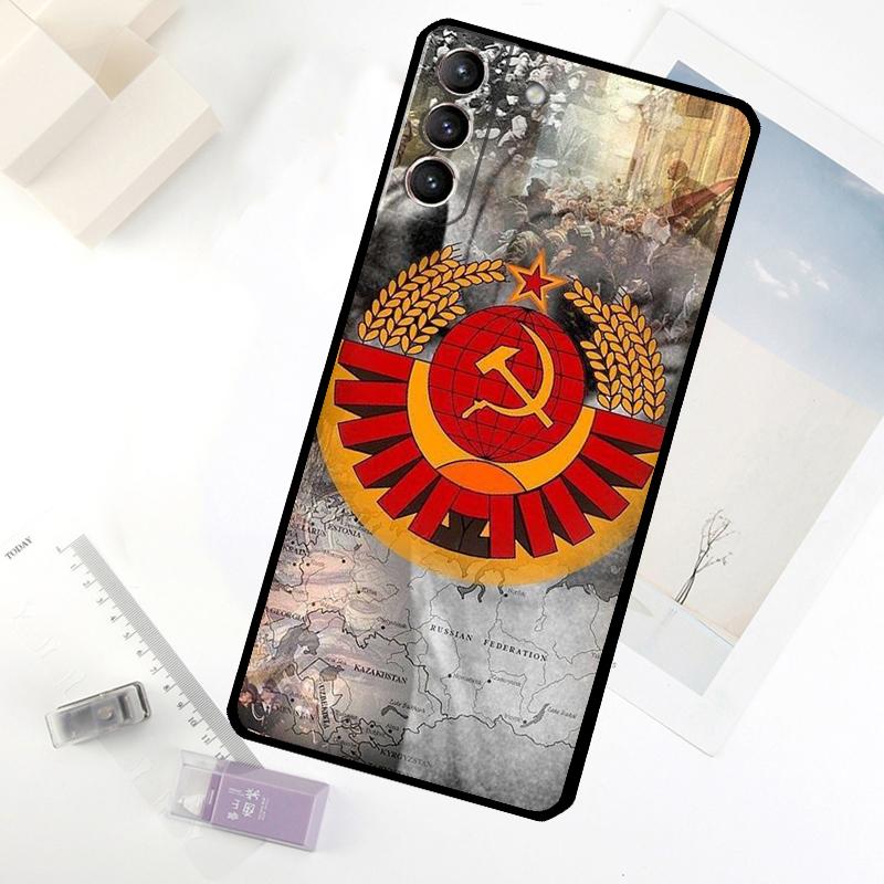 USSR Flag Soviet Union Phone Case For Samsung Galaxy S20 FE S21 S22 S23 S24 S25 S26 Ultra S10 S25 Plus S25 FE Cover