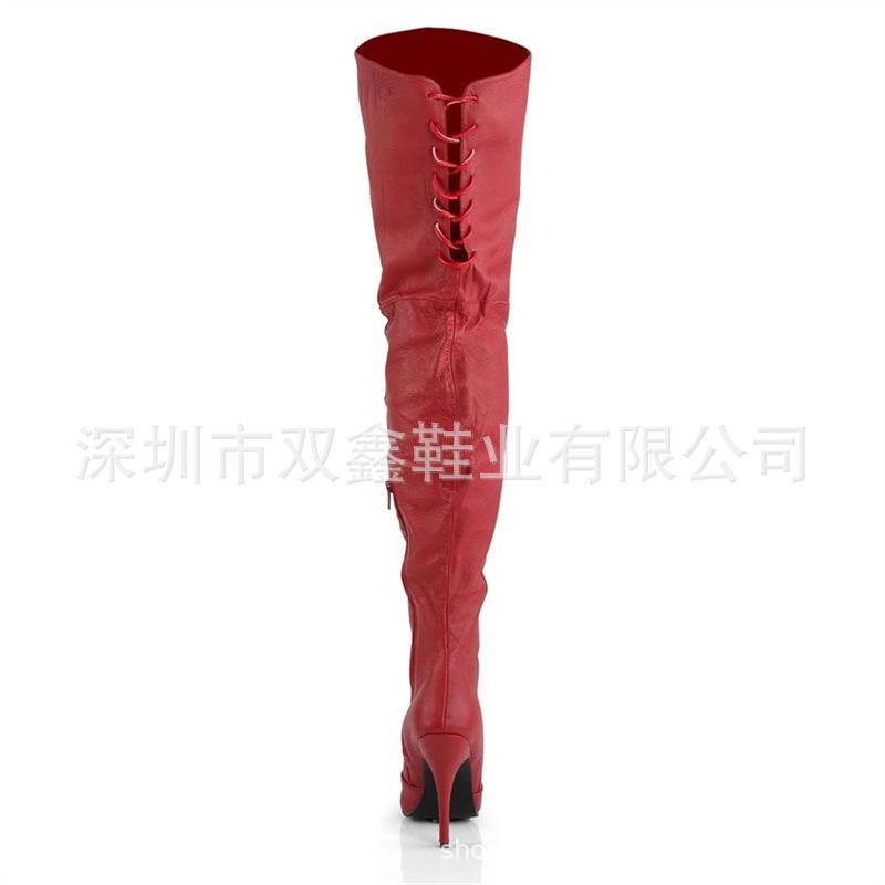 Summer round head thin heel adhesive bottom one size banquet buckle black high-top solid color fashion boots