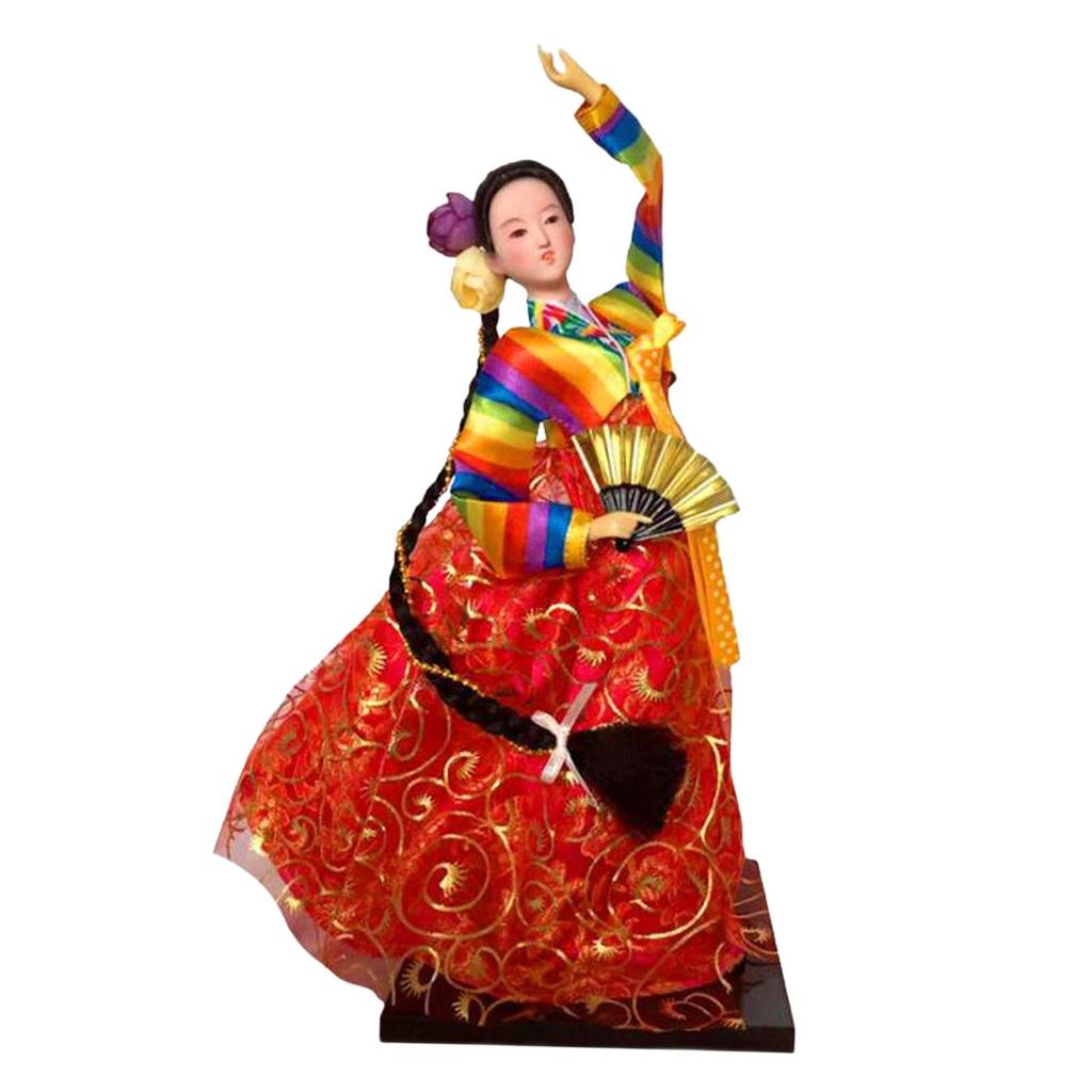 Geisha Kimono Figurine Folk Ethnic Ornament Collectible Craft Korean Hanbok Doll for Countertop Shop Gifts Home Use Birthday