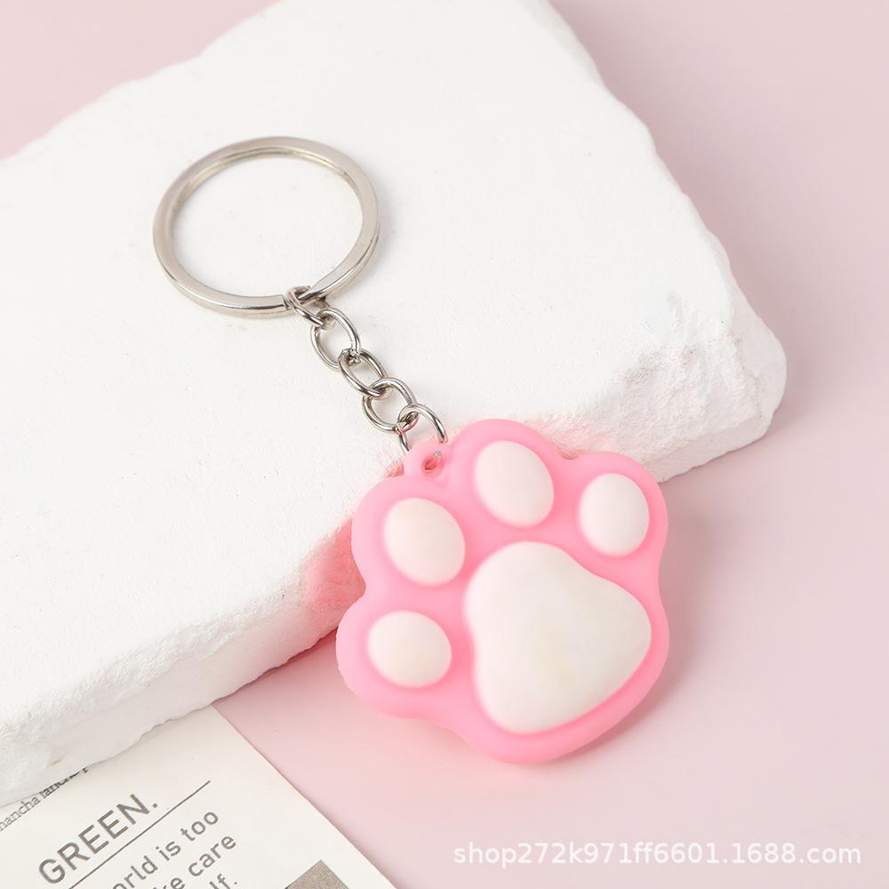 Creative Cartoon Cat Paw Keychain Soft Silicone Material Durable Key Ring Pendant for Car Bag Decoration Accessory