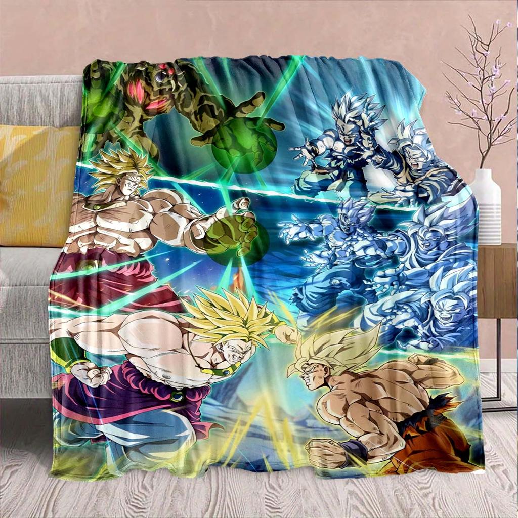 Dragon Ball Anime Flannel Blanket - Soft Warm Perfect for Sofa, Bedding Camping Travel Office Home Decor -QJY