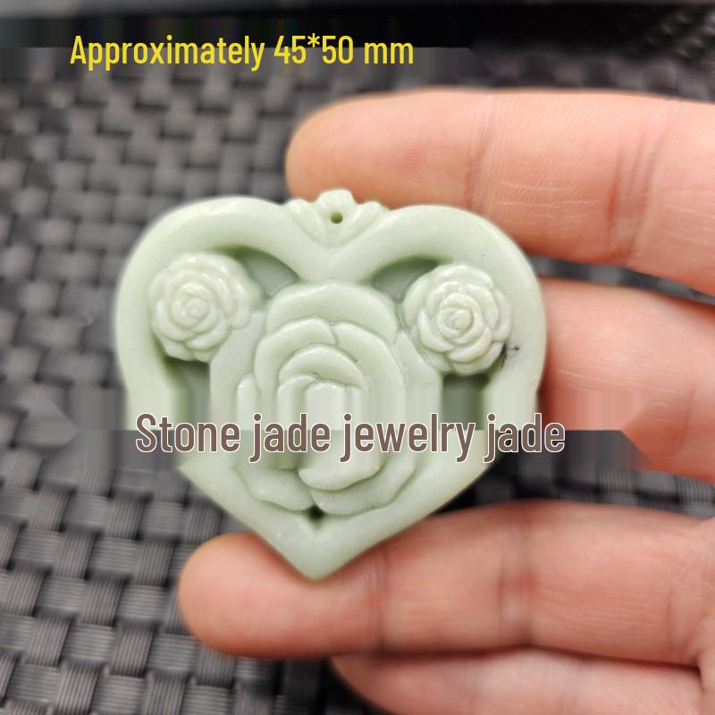 Emerald Green Guanyin Buddha Dragon Jade Pendant - Heart-Shaped Jade Stone for Car or Necklace