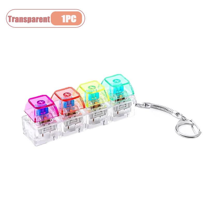 Mechanical Keyboard Switch Tester Keychain Fidget with LED Light DIY Keycap Stress Relief Clicker for Office Desk Anxiety Gift