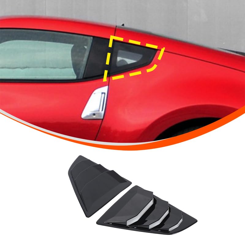 Hcilloend Rear Side Window Louver Covers for Nissan Fairlady Z Z34 Shutter Side Vent Rear Window Shutter Easy Adhesive Decorative Exterior Custom Car
