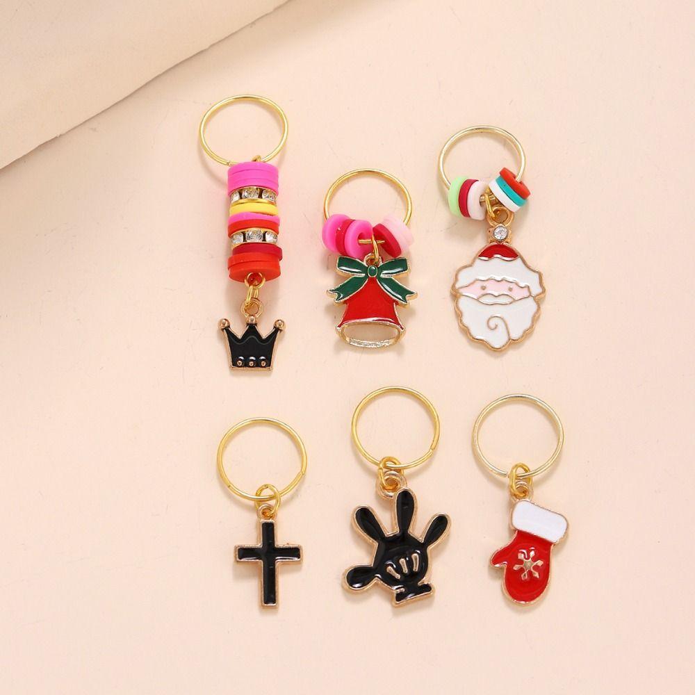 Santa Claus Christmas Hair Ring Gold Color Hair Braid Tubes Dreadlocks Bead  Gift